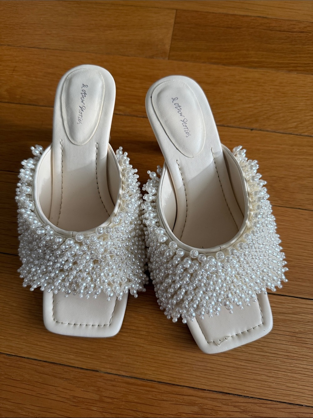 & Other Stories Ivory Pearl-Embellished Slide Mules Size 36